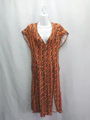 ◇ ⊂ ジーナシスJANASIS 総柄 半袖 ロング ワンピース サイズF キャメル レディース E  【1502180079498】