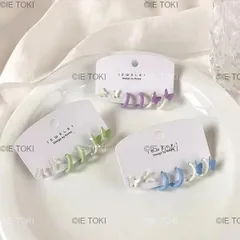 6ピース/セットかわいいカラフルな蝶フープイヤリングセット女性のための美的ジュエリー2022韓国のファッション幾何イヤリングファム