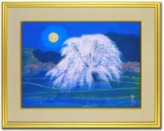 絵画 万葉月華図/インテリア 額入り 額装込 風景画 油絵 ポスター アート アートパネル リビング 玄関 プレゼント モダン アートフレーム 飾る 3Lサイズ おしゃれ 壁掛け 絵