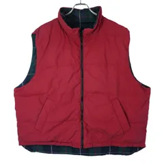 リバーシブル!2WAY!エディーバウアーEddie Bauerダウンベスト緑グリーン青ブルータータンチェック赤レッド無地vintageヴィンテージ40228