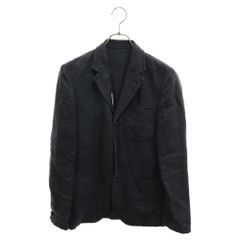 COMME des GARCONS HOMME (コムデギャルソンオム) 08AW インナーカレッジロゴプリント 3B リネン テーラードジャケット ネイビー HC-J056 AD2008