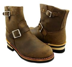【送料込】本革 ショート エンジニアブーツ BROWN
