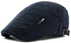 Captain K キャプテン・ケイ ハンチング キャップ メンズ コットン 日よけ 帽子 アウトドア ゴルフ トレッキング ワークキャップ つば付き ハンチング帽 ハンチング帽子 キャスケット ハット ベレー帽 綿( ネイビー,  Free)
