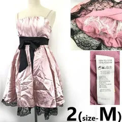 イチオク★ミニ/パーティードレスワンピース【2/M程度/pink/ピンク】ゲストドレス/肩・背中出し/リボン/レース/Aライン/結婚式◆zBH790<sale>