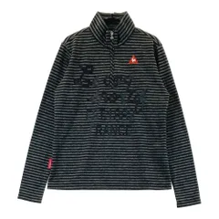 サイズ：L LE COQ GOLF ルコックゴルフ  ハーフジップ 長袖Tシャツ ボーダー柄 ブラック系 [240101377878]# ゴルフウェア レディース ストスト