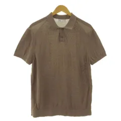 ザラ ZARA シルクブレンドニットポロシャツ 半袖 ブラウン 茶 L