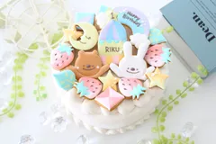 アイシングクッキー　うさぎ　くま　ご入金確認後１４日以降発送　ゆめかわ　メルヘン　１歳　２歳　３歳　誕生日　ケーキ飾り　サーカス