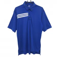 アディダス 半袖ポロシャツ ブルー 肩3ライン CLIMACOOL メンズ M ゴルフウェア adidas