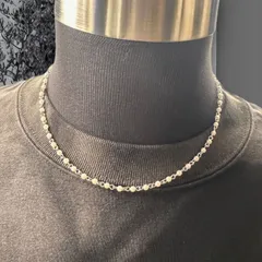 45センチ 3mm ホワイト パールチェーンネックレス シルバーチェーン メンズ レディース ショートネックレス 短い 短め チョーカー ストリート カジュアル おしゃれ トレンド シンプル ノームコア