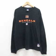 XL/古着 リーボック 長袖 ビンテージ Tシャツ メンズ 00s NFL シンシナティベンガルズ コットン クルーネック 黒 ブラック アメフト スーパ