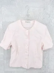 ◇ Aquascutum アクアスキュータム 半袖 ノーカラー ジャケット ピンク系 * 1002800171484 【中古】 【1002800171484】のサムネイル