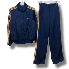 希少 adidas アディダス 中綿ラウスビージャケット/パンツ セットアップ 2点セット L ネイビー 80s デサント期 ヴィンテージ レア バラ売り不可 メンズ 秋 ゴーゴー古着マルイ北千住店 50 No.久有497