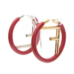 フェンディ FENDI ピアス エフ イズ フェンディ レッド ブルー ステンレススチール GP（ゴールドメッキ） フープピアス レディース Used Aのサムネイル