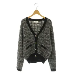 スナイデル SNIDEL Sustainable ニットツイードカーディガン Vネック ラメ F 黒 ブラック 白 ホワイト /AT ■OS