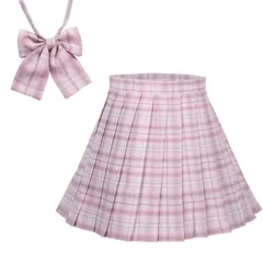 新品 [Matreeglam] 制服スカート プリーツスカート ミニスカート チェック柄スカート 同柄リボン 可愛い 女子高校生 コスプレ スクール ハロウィン 制服 高校生 スクール制服 イベント 文化祭 学園祭 スカートセット