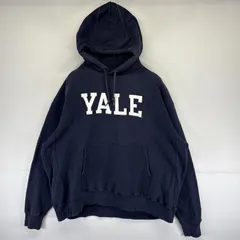 古着 チャンピオン Champion パーカー オリジナルリバースウィーブ スウェット YALE カレッジロゴ 大きいサイズ XXL  ネイビー メンズ