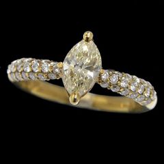 Diamond Ring 0.79ct Yellow Gold K18YG 18K Marquise Fancy Light Yellow SI-1 Size 13 Colored Diamond Ring Jewelry with Appraisal Certificate [Used]