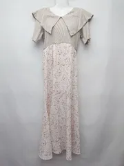 ◇ ⊂ apres jour アプレジュール 花柄　切り替え 半袖 ロング丈 ワンピース サイズM ベージュ　ピンク レディース P  【1409250038525】