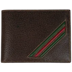 グッチ GUCCI デザイン 二つ折り財布 シェリーライン ウェブ オールドグッチ 二つ折り財布 レザー ブラウン グリーン レッド レディース 【中古】