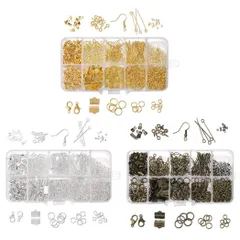 アクセサリー金具 710個セット ヒートン カニカン マルカン 9ピン ピアスフック つぶし玉 ワニ口 紐止め 専用ケース付き DIY 手芸 手作りアクセサリー 基礎パーツ