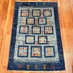 良質ロリバフト　ギャッベ　92×62　玄関サイズ　イラン　手織　ウール　ペルシャ絨毯
