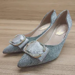 ◇ LACE LADIES レースレディース グリッターラメ サイドオープン ポインテッドパンプス サイズ22 シルバー系 レディース E  【1402200025279】
