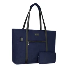 【在庫処分】旅行 仕事 軽量 ノートパソコン、小さな財布付き ビジネス インチ MacBook、17-17.3 手提げバッグ、対応機種 ブリーフケース(ネイビー ラップトップ USBポート ブルー) レディース MOSISO