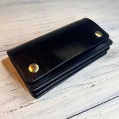 【トラッカーウォレット ロング　3層】 ブラック 本革 TALON ゴールド