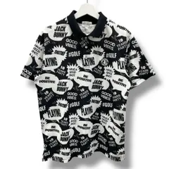 Juck Bunny ジャックバニー ポロシャツ ゴルフウェア スポーツ 半袖 トップス 総柄 英語 262-3160339 黒 白 ブラック ホワイト サイズ6 メンズ 夏 ゴーゴー古着マルイ北千住店 62 No.465Y