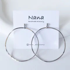 【#43】ハンドメイド　アクセサリー　ピアス　イヤリング　シルバー　フープ　ウェーブ