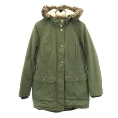 トミーヒルフィガー 中綿ジャケット XS カーキ TOMMY HILFIGER ファー フード レディース 古着 【231207】