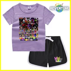 スプランキー sprunki 半袖Tシャツ トップス セットアップ上下セット夏パジャマ インクレディブル ゲーム 110 120 130 140 150 子供服キッズ服 spsuc38 FR