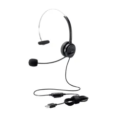 新品 エレコム(ELECOM) ヘッドセット USB オーバーヘッド 有線 片耳 30mmドライバ ブラック HS-HP29UBK