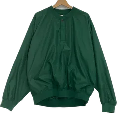 WAG GOLF ハーフボタンヘンリーネック プルオーバーシャツ アノラック ライトアウター ジャケット オーバーサイズ ビッグシルエット MYANMAR製 メンズ XL グリーン