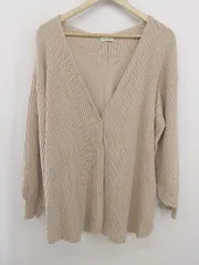 ◇ ◎ earth music&ecology ウエストリボン付き 長袖 ニット カーディガン サイズF ベージュ系 レディース E  【1305010000286】