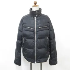 ディーゼル DIESEL ジャケット ダウンジャケット スタンドカラー ジップアップ ナイロン ブラック チャコール グレー 黒 Lのサムネイル
