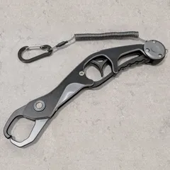 グレー【ケース付き】軽量アルミ製 フィッシュグリップ フィッシュキャッチャー 魚掴み