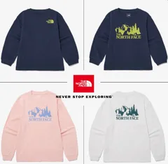 新作 ノースフェイス Tシャツ 長袖 メンズ レディース キッズ 子供服 海外限定 アイボリー ネイビー140サイズ K5434