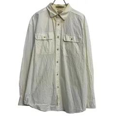 L.L.Bean 長袖 無地シャツ L ホワイト エルエルビーン ボタン 胸ポケット カジュアルシャツ シンプル 古着卸 アメリカ仕入 a702-5748のサムネイル