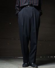 virgin wool 2tuck wide-straight slacks black 80s 90s バージンウール 2タック ワイドストレート スラックス 黒 ブラック Ｗ34