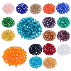 【特価商品】手作り用品 DIY ガラスビーズ 手芸用品 形 双円錐ビーズ 直径4mm アクセサリー用品 18色 1800個のサムネイル