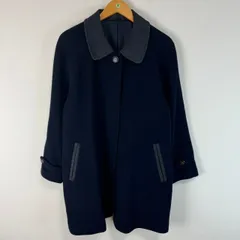 90s レザー切り替え　ウールコート　古着　ハーフコート　カシミヤ　カシミヤコート