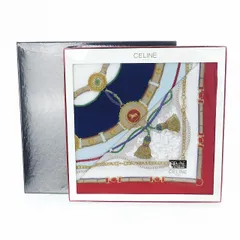 セリーヌ CELINE ハンカチ ハンカチーフ 2枚セット コットン 総柄 ロゴ レッド ネイビー 小物 /EAY