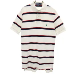 Polo by Ralph Lauren ポロバイラルフローレン ボーダー柄 半袖 ポロシャツ S ホワイト 鹿の子 メンズ 古着