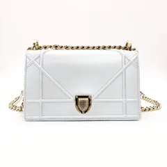 ディオール DIOR ディオラマ シルバー チェーン ショルダーバッグ レザー ゴールド金具 7-8-285