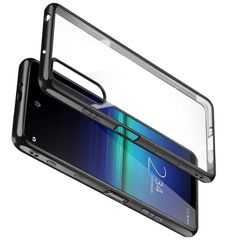【在庫処分】SOG02 スマホケース エスクペリア5ii SO-52A ケース カバー 耐衝撃 ケース ソフト tpu クリア 薄型 透明 背面クリア II 黑縁 メッキ加工 ストラップホール付き Xperia5 軽量 (紫砂ブラック)