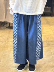 デニム ワイドパンツ レディース デニムパンツ ガウチョパンツ ロング丈 切替 パンツ デニム ボトムス  春 おしゃれ カジュアル  ウエストゴム