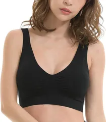 Chica Hurra レディース ブラ ナイトブラ スポブラ スポーツブラ ノンワイヤー 女性( ブラック,  2XL-4L)