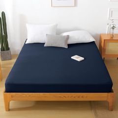 【人気商品】HEVUMYI ボックスシーツ 吸水速乾シーツ クイーン 厚さ5~30cmのマットレスに適用 ベッドシーツ 抗菌防臭マットレスカバー （ネイビー160×200cm）