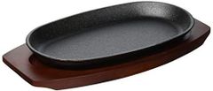パール金属 ステーキ皿 鉄板 24cm 小判型 ハンドル付 木製 プレート HB